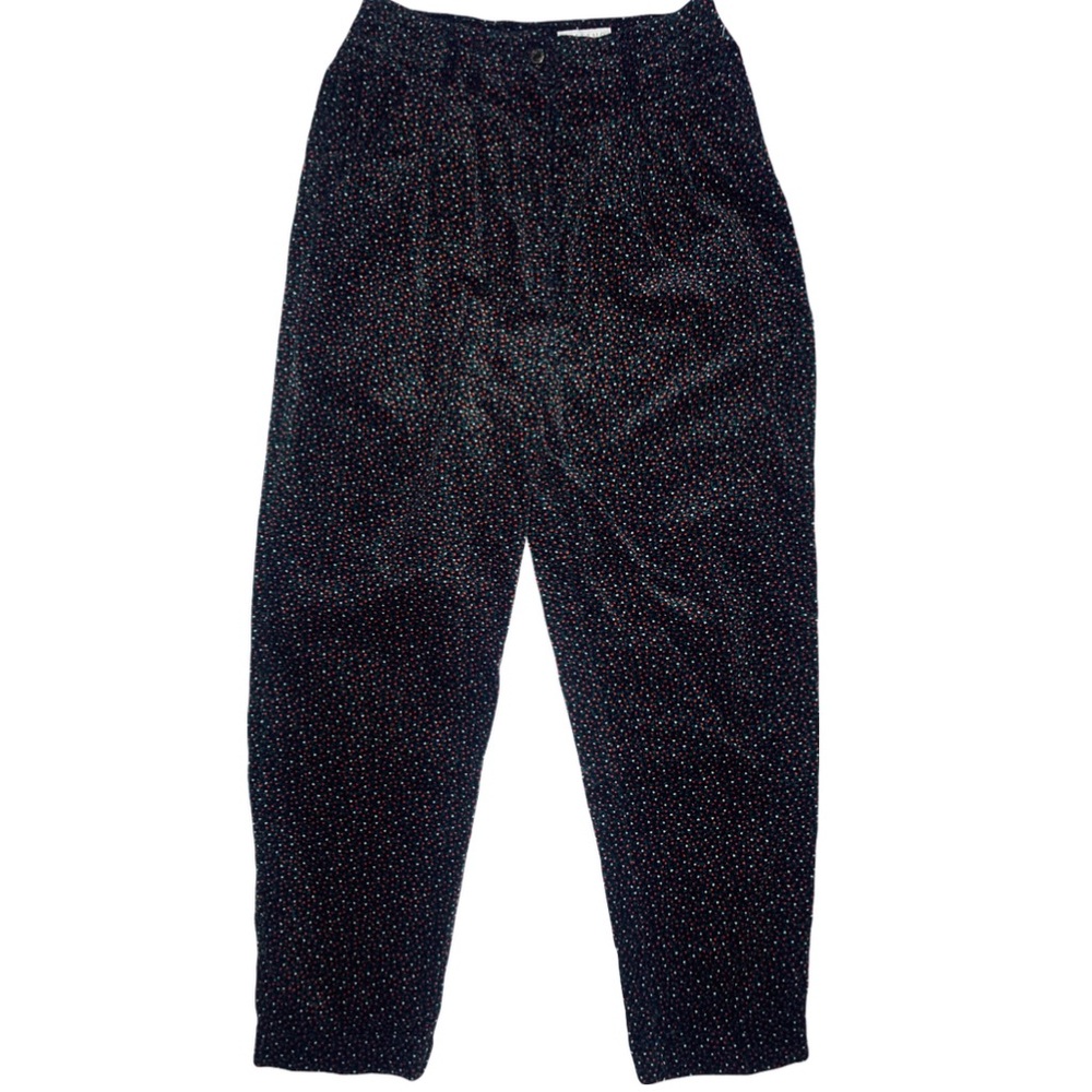 Vintage Ditsy Christmas Floral Corduroy Trousers Straight Leg Cuffed Bottom